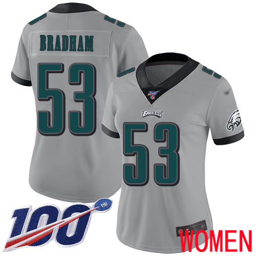 Women Philadelphia Eagles #53 Nigel Bradham Limited Silver Inverted Legend NFL Jersey 100th Season Football